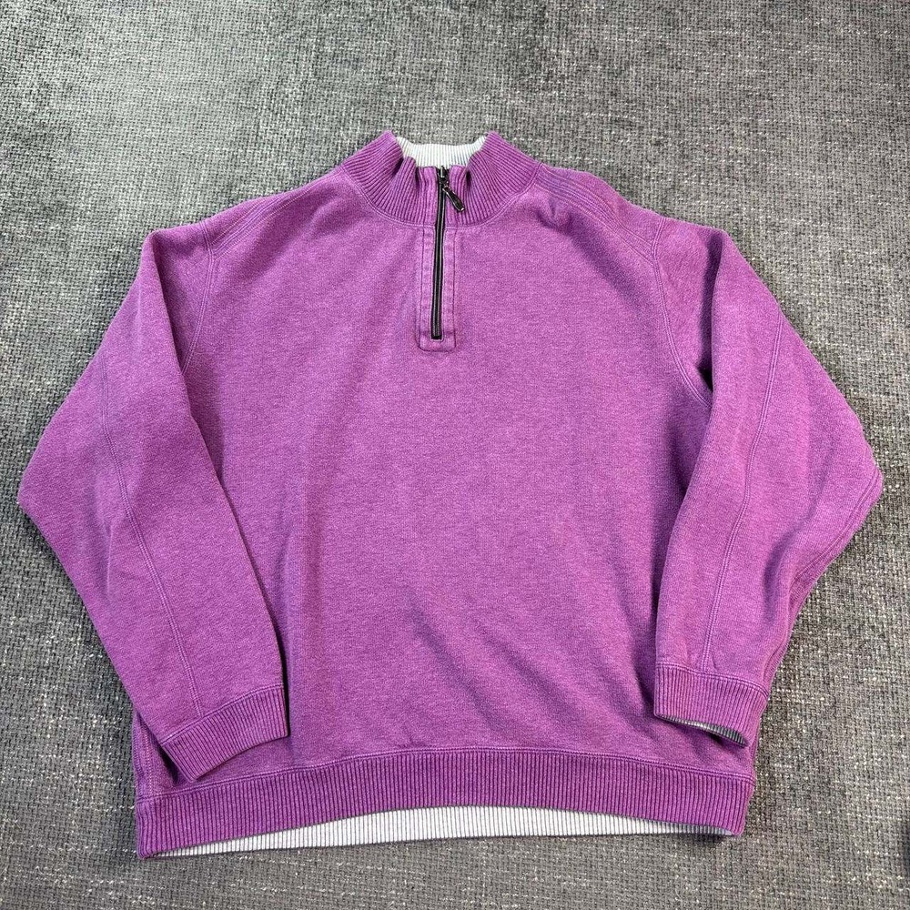 Tommy Bahama Quarter Zip Reversible Pullover Mens XL Purple Heathered